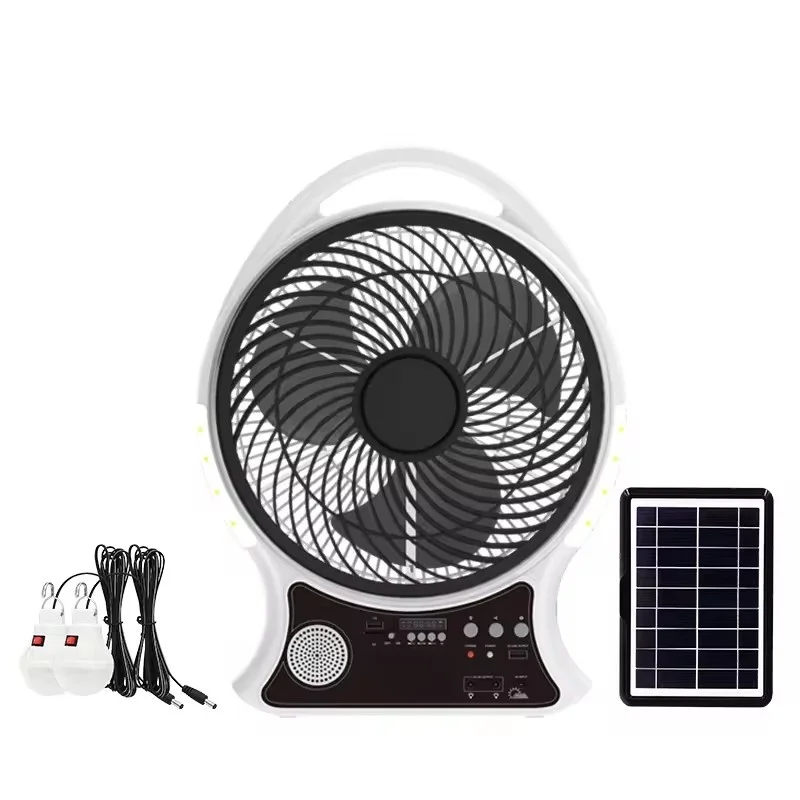 ABANICO RECARGABLE 14" SOLAR 3 en 1
