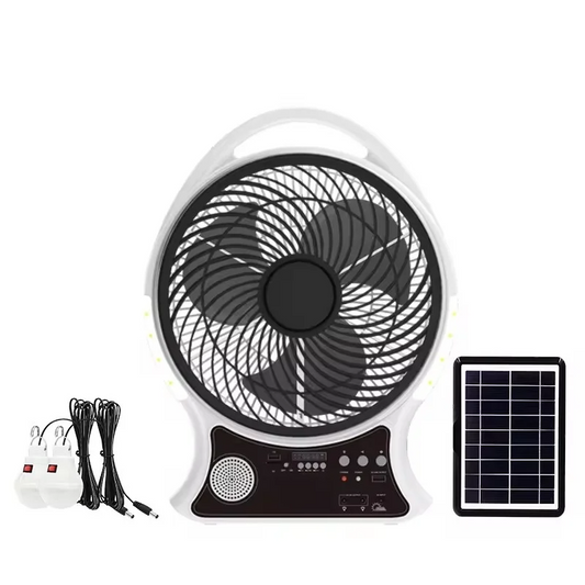 ABANICO RECARGABLE 14" SOLAR 3 en 1